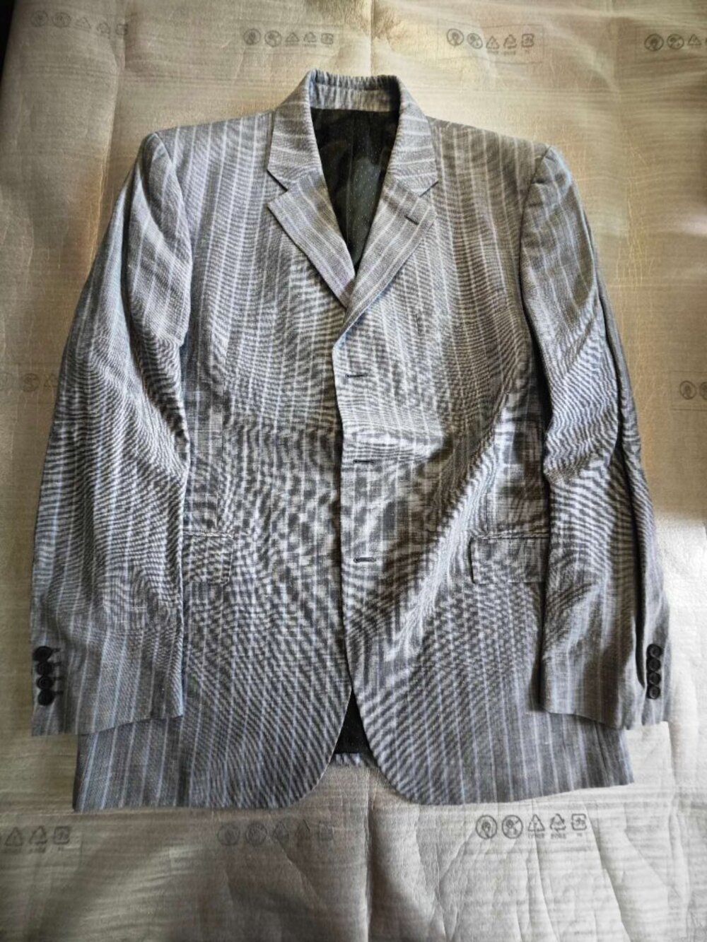 Givenchy blue pinstripe linen wool blend suit. 